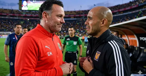 Gabriel Milito y Guido Pizarro enfrentándose (ilustración digital)