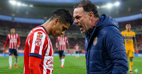 Ilustración digital de Gabriel Milito reclamándole a Luis Romo