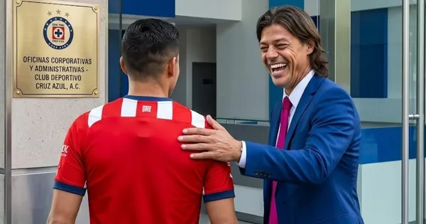 Ilustración digitla de Matías Almeyda con jugador de Chivas en Cruz Azul