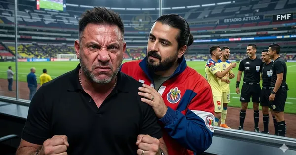 Ilustración digital de Antonio Mohamed enojado con el arbitraje en el América vs Toluca