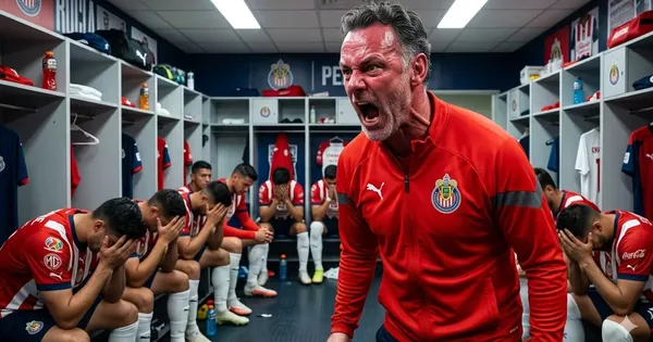 Ilustración digital de Gabriel Milito enojado en Chivas