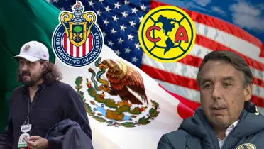 Amaury y Azcárraga con la bandera de México y USA