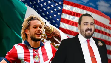 Cowell y Amaury con la bandera de México y Estados Unidos