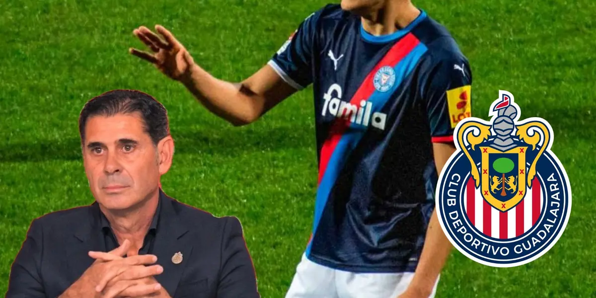 Hierro con jugador europeo que busca Chivas y el logo del Guadalajara