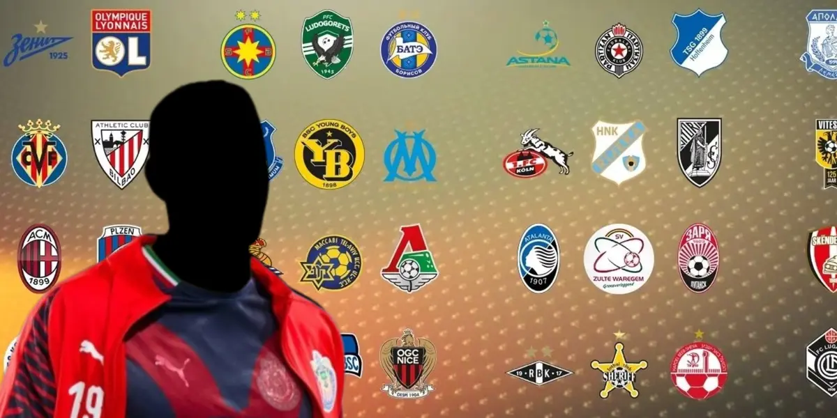 Jugador incógnito de Chivas junto a escudos del fútbol de Europa / FOTO X