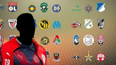 Jugador incógnito de Chivas junto a escudos del fútbol de Europa / FOTO X