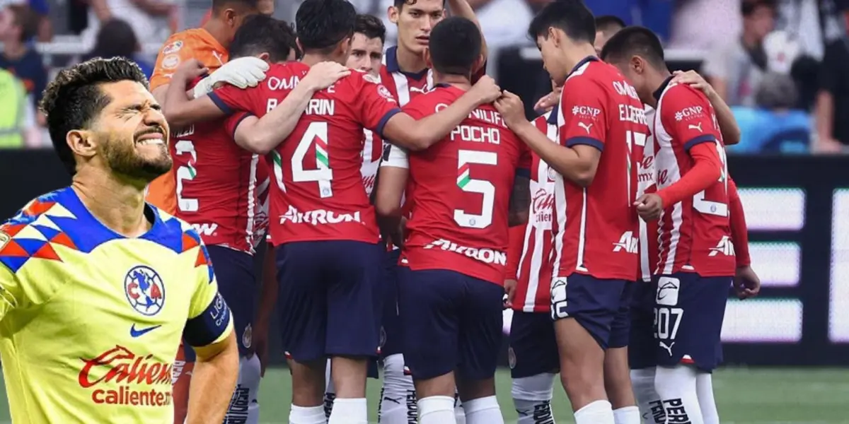 Martín levantándose y jugadores de Chivas en charla previo a partido