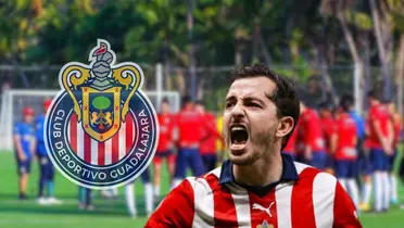 Alan Mozo celebrando un gol de Chivas en la Liga MX