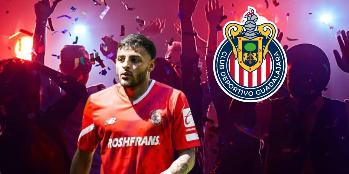 Alexis Vega en una fiesta con el escudo de Chivas