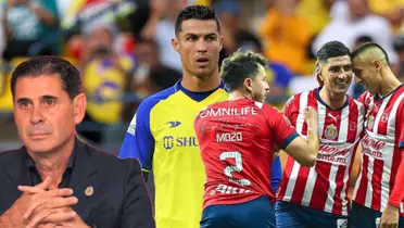 Cristiano Ronaldo con el Al-Nassr y jugadores de Chivas con Hierro