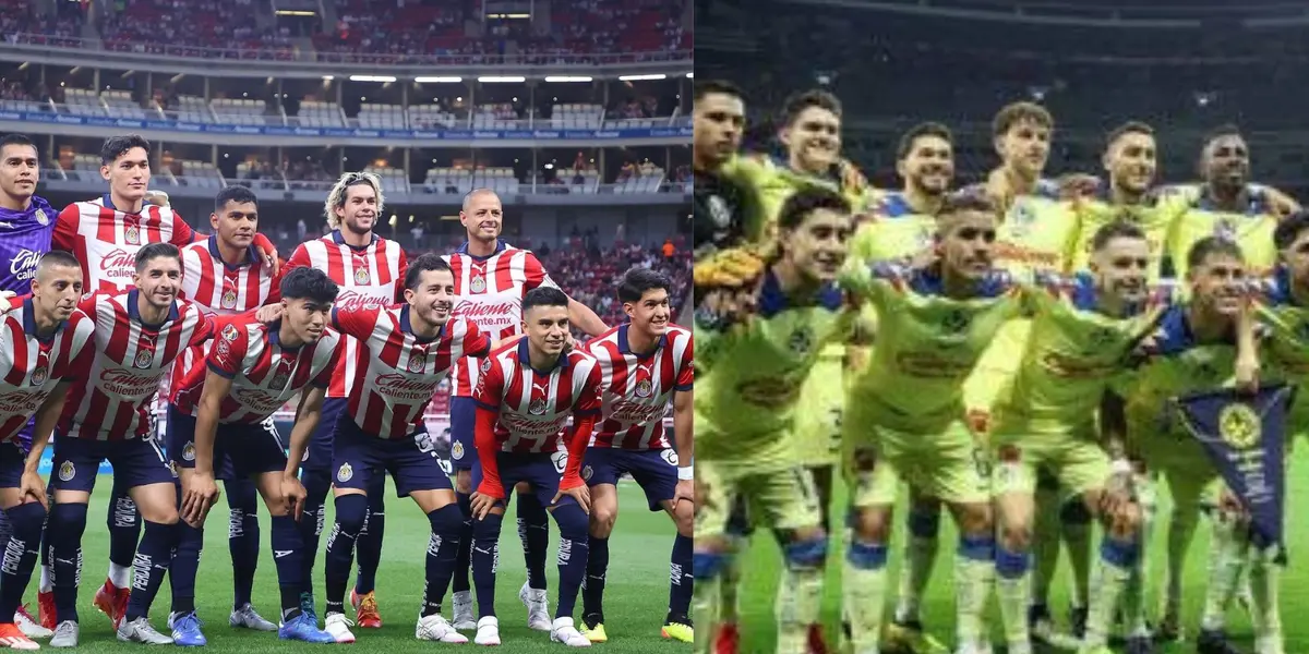 Foto de jugadores de Chivas y foto de jugadores de América