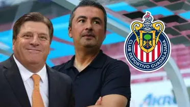 Herrera y Ortega con el escudo de Chivas/FOTO: TV Azteca