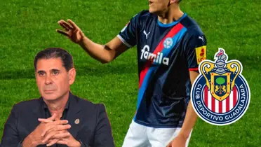 Hierro con jugador europeo que busca Chivas y el logo del Guadalajara