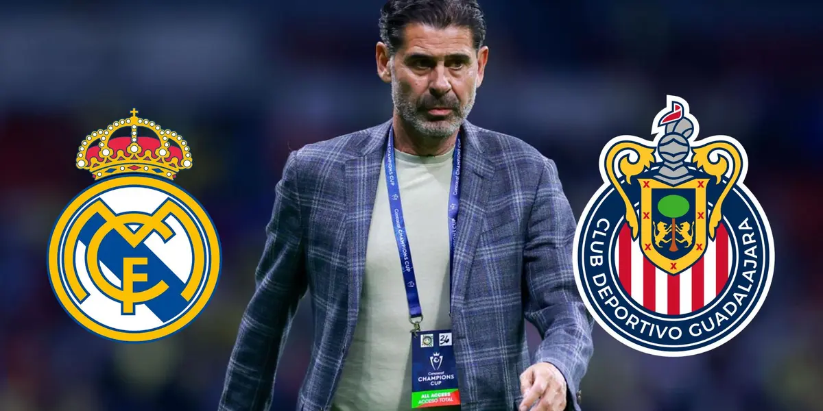 Hierro y los escudos de Real Madrid y  Chivas