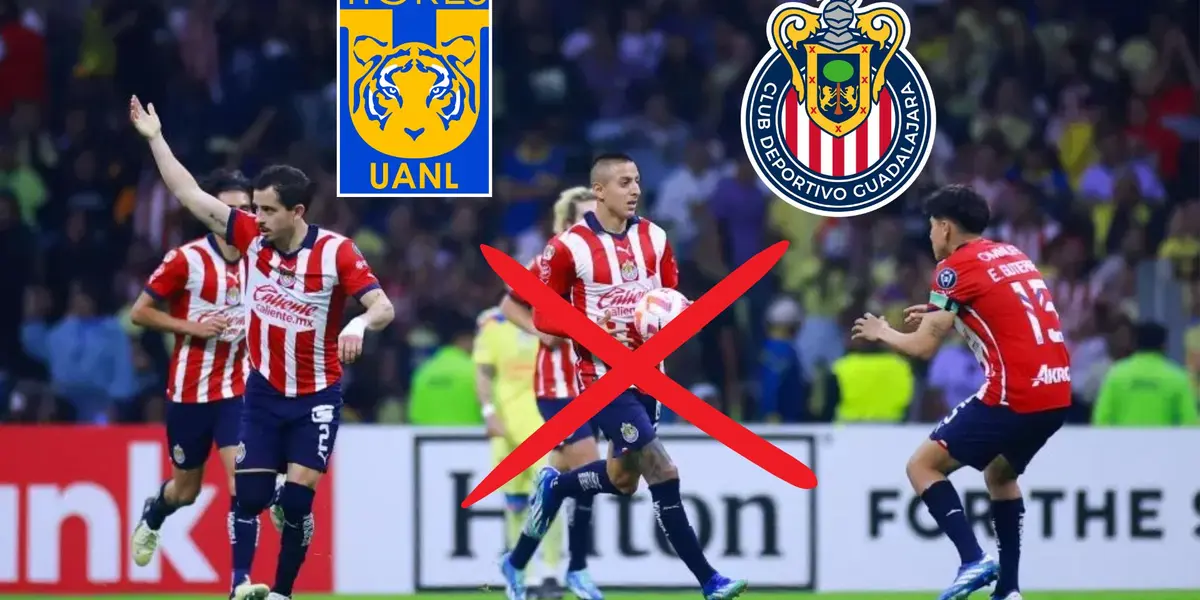 Jugadores de Chivas con el escudo de Tigres y Chivas