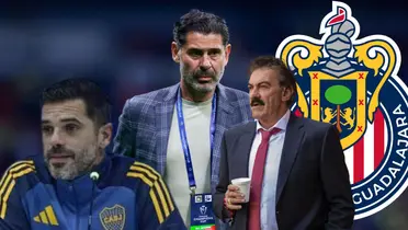 La Volpe con Hierro y Gago y escudo de Chivas/FOTO: Récord 