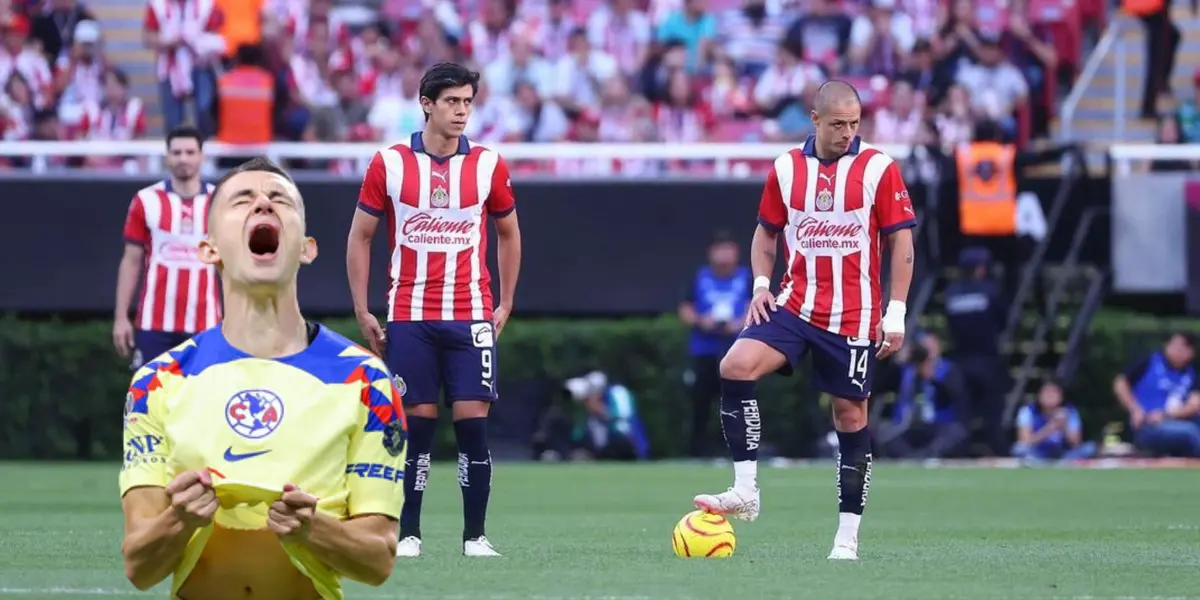 Macías y Chicharito en un partido de Chivas y Fidalgo celebrando