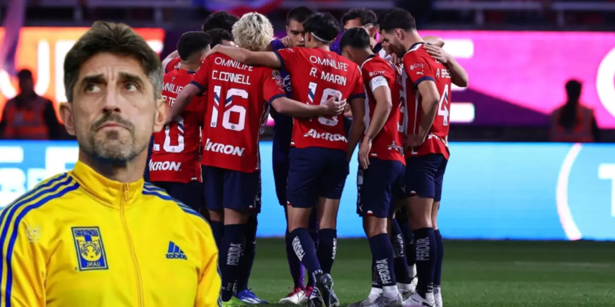 Pauno con colores de Tigres y jugadores de Chivas