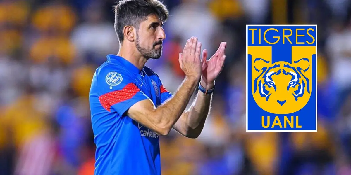 Paunovic con Chivas y el logo de Tigres