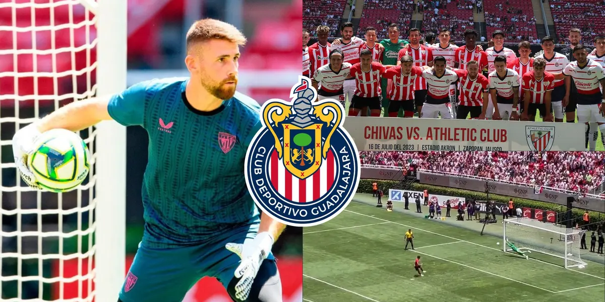 Tiembla Miguel Jiménez en el arco de Chivas, Unai Simón se rinde ante el trabajo del Tala Rangel. 