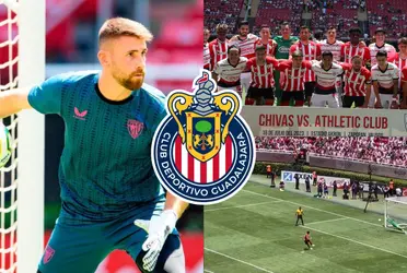 Tiembla Miguel Jiménez en el arco de Chivas, Unai Simón se rinde ante el trabajo del Tala Rangel. 